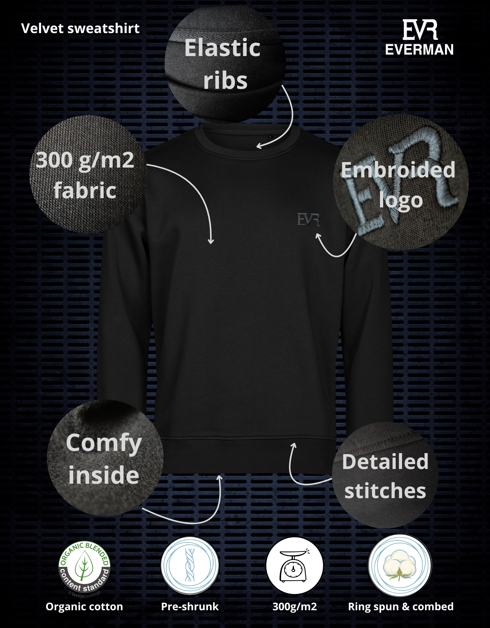 Velvet Sweatshirt Light Grey